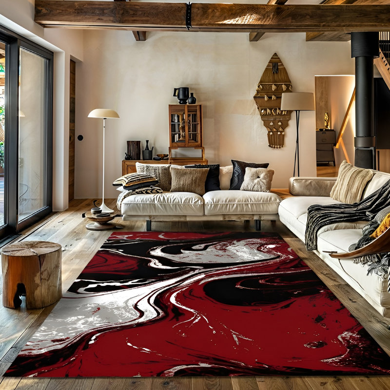 Tapis noir / gris / ivoire / beige Galaxy Series, Rouge, Rectangle 5 pi 3 po x 7 pi 3 po