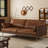 French style Caramel Colour Solid Wood Sofa