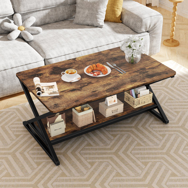 Table basse 39 po, H 17,75 po x L 39,37 po x l 23,62 po, Brun rustique