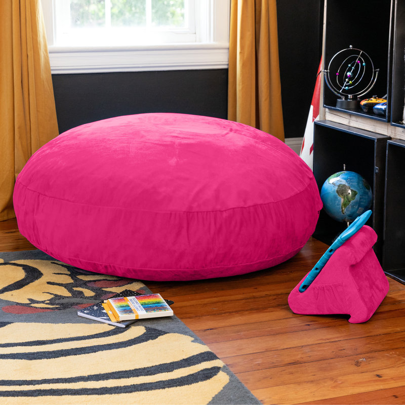 4 pi Fauteuil à billes et coussin anti-chute Cocoon Kids - Microsuède, Microsuède fuchsia