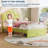Twin Bed Frame with LED Lights, Upholstered Storage Platform & Crystal Headboard for Kids & Teens-408466561