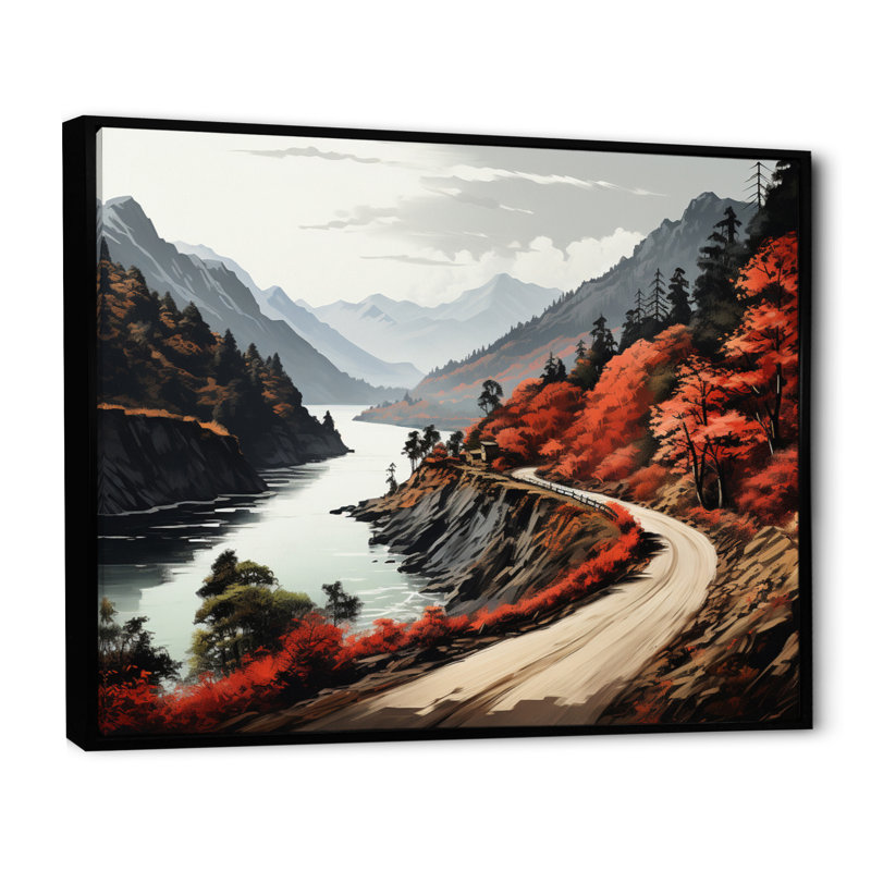 Endless River Journey Through Mountain II, H 30 po x l 40 po x P 1,5 po, Cadre flottant noir