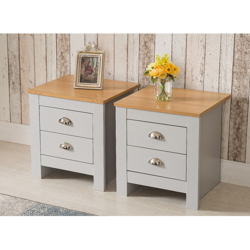 Amarelis 45cm W Manufactured Wood Bedside Table, Gray