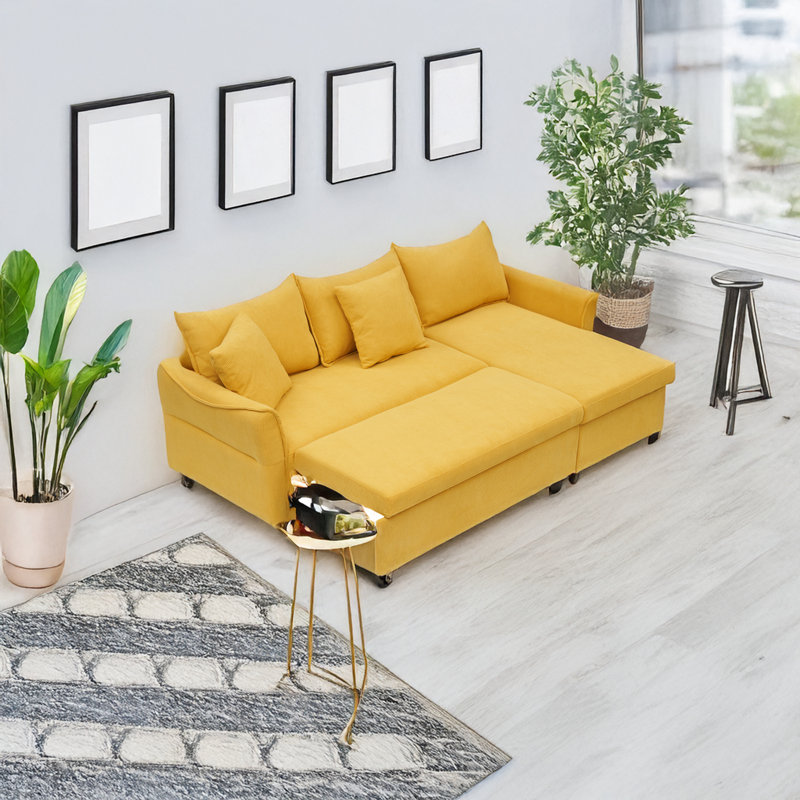 Sleeper Sofa Convertible Sofa Bed Sofa Arm Sofa Bed Couch Sleep Sofa Comfy Sofa Modern Sofa, Yellow Corduroy