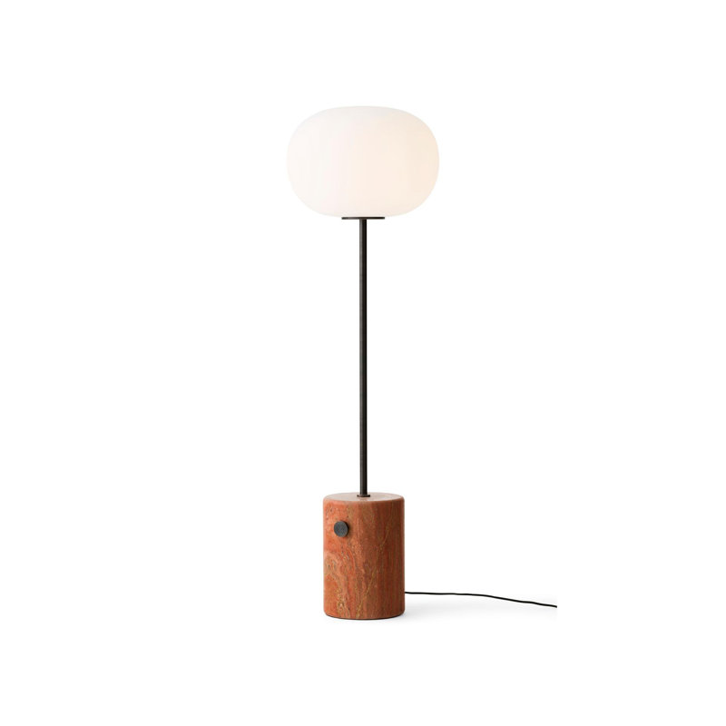 JWDA Floor Lamp, Bronzed Brass/Red Travertine Stone