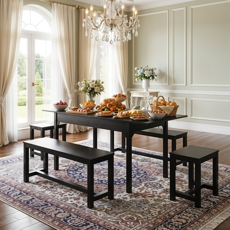 6 - Person Dining Set, Black