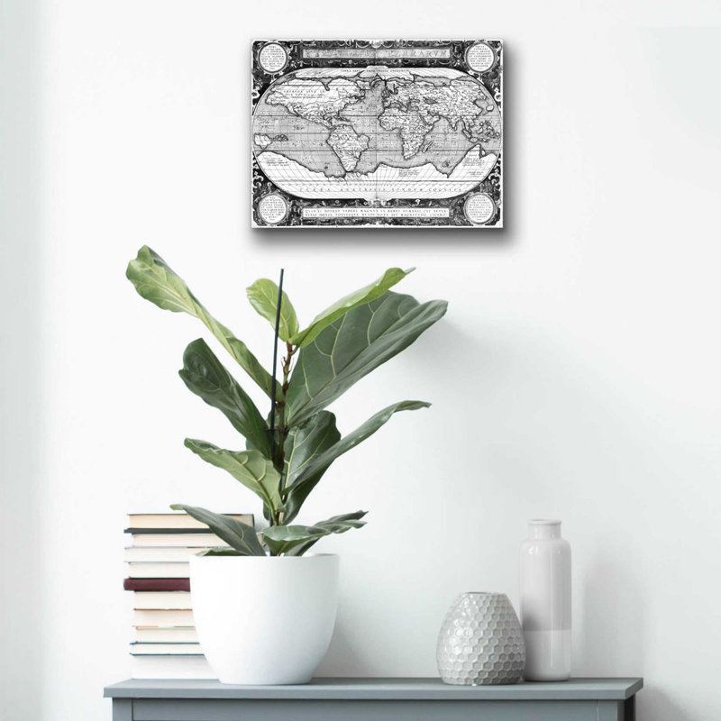 «Antique World Map» par Vision Studio, art mural en verre acrylique, H 12 po x l 16 po x P 0,13 po