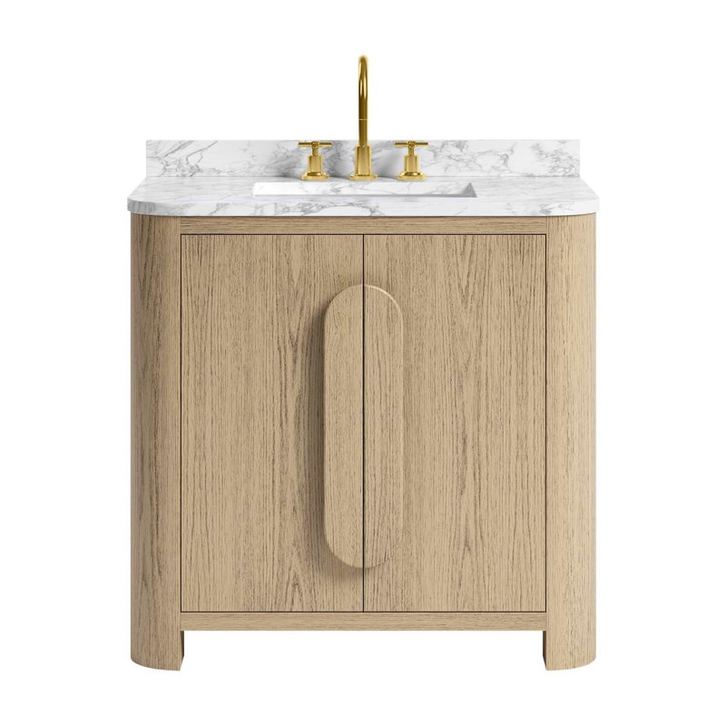 TileBar Studio Vanities Harper Vanity with Top, 36" W, Carrara Marble