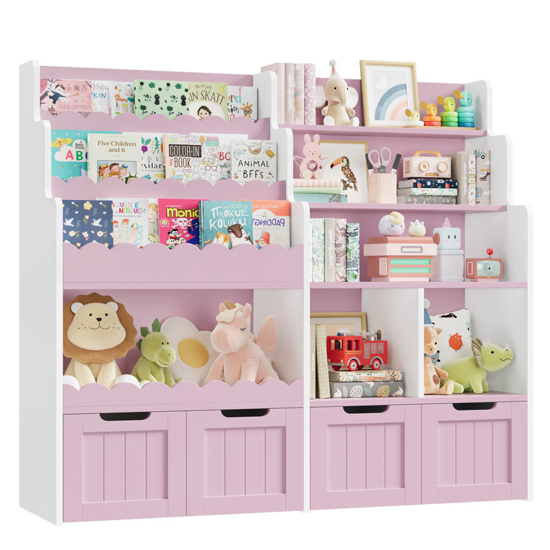 Armoire de rangement pour enfants 47,2 po avec 4 tiroirs amovibles, Rose