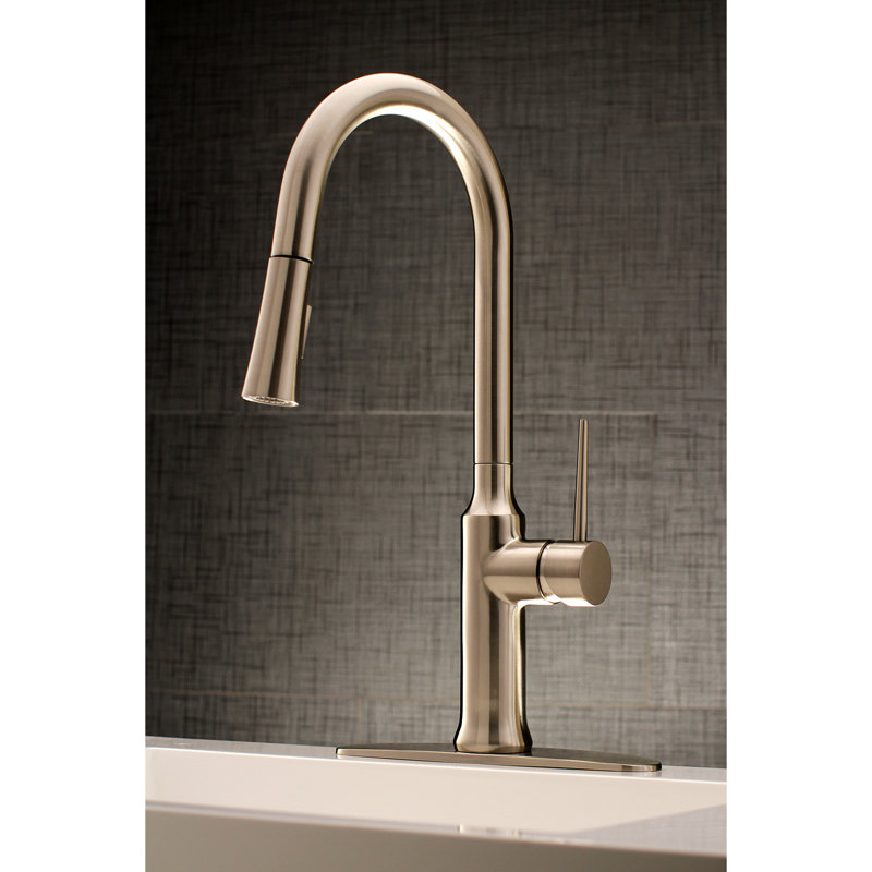 Kingston Brass New York Single-Handle Pull-Down Kitchen Faucet, Brushed Nickel