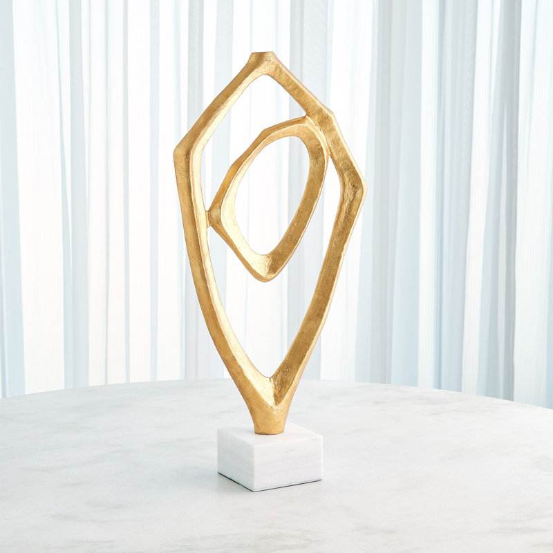 Interplay Sculpture-Bronze, White/Gold