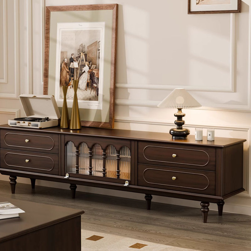 Retro style solid wood TV cabinet