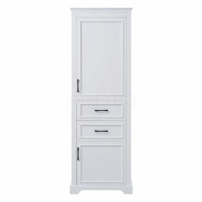 71-Inch Tall Freestanding Bathroom Vanity With Damping-Hinge Doors And Drawers, Featuring A Modern Elegant Design. Includes Adjustable Shelves, A Fixed Shelf, And Space-Saving Storage.