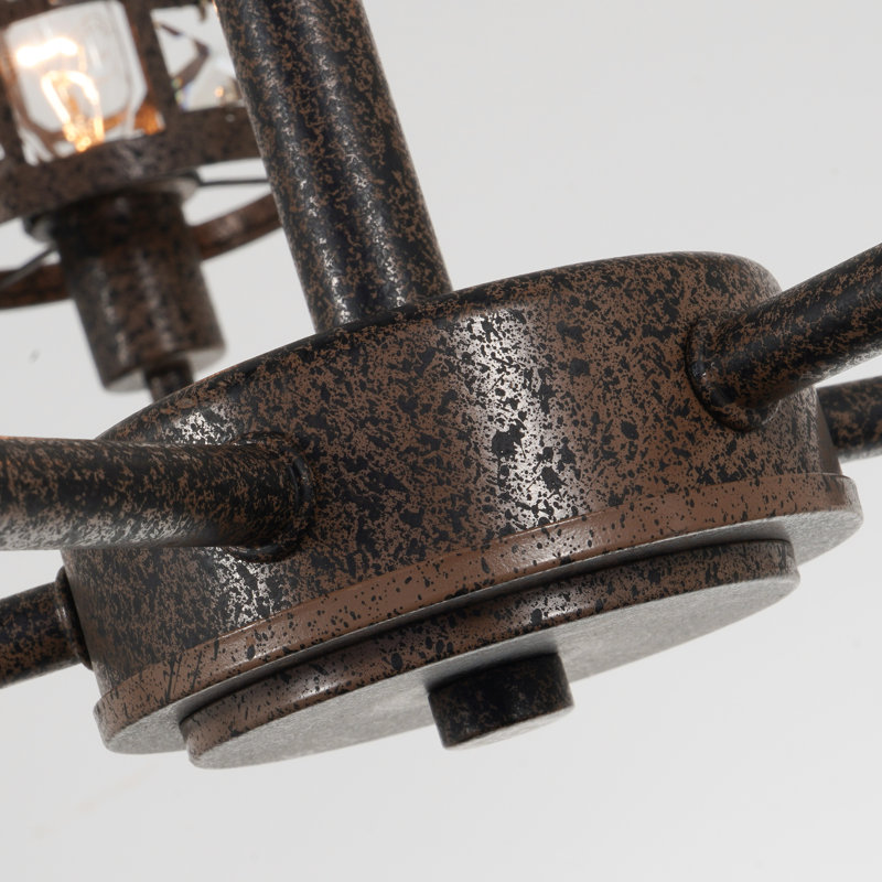 Lustre rustique 5 lumières avec détails en cristal