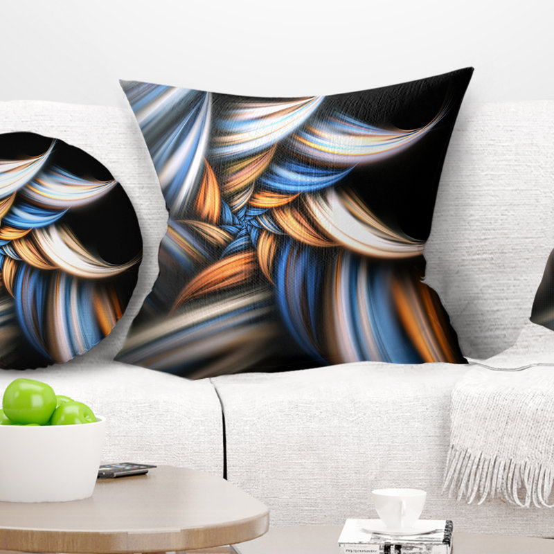 Oreiller à motif floral fractal, 16 po x 1 po, Coussin décoratif