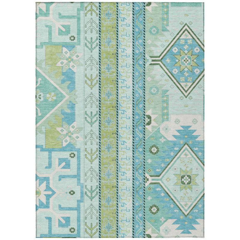 Tapis lavable intérieur / extérieur vert menthe 5 'x 8' Aztec