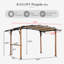 Pergola d'extérieur robuste 8,5 pi x 13 pi avec comptoir de bar et tablettes, pavillon en textilène arqué, poteaux en acier à grain de bois pour patio et cour arrière