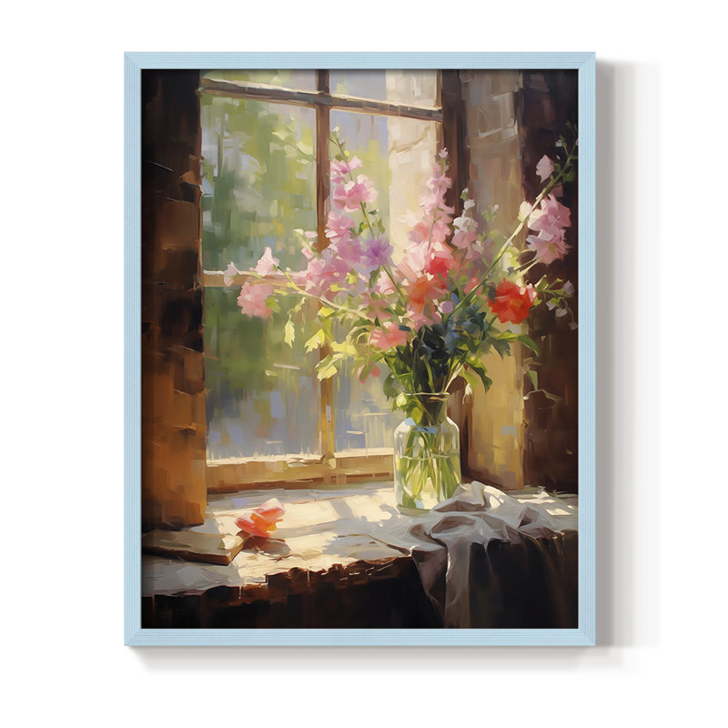 Reproduction encadrée FLORAL Series DCCLxxxi - bois massif, H 11 po x l 9 po, Bleu