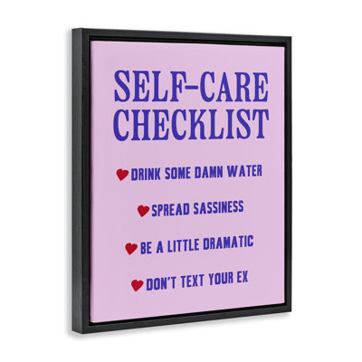 Sassy Self Care Checklist Framed Floater Canvas Wall Art by House of Lulu