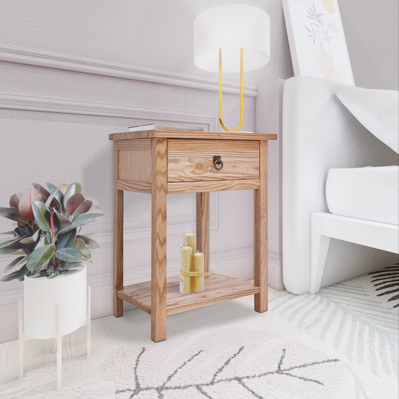 Adene 40cm W Solid Wood Bedside Table