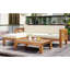 Ensemble de conversation modulaire d'extérieur pour terrasse, 5, bois franc, coussins beiges, modulaire de jardin, bois naturel, confort