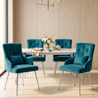 Dorsi Velvet Upholstered Button Tufted Modern Dining Chair