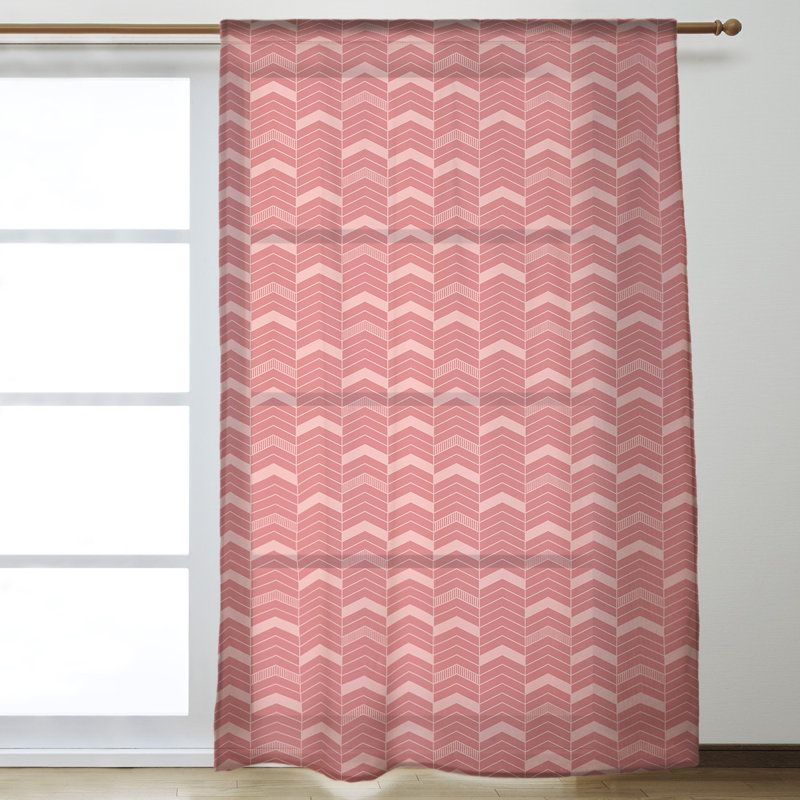 Panneau de rideau simple à passe-tringle à chevrons Stephenie, Rouge