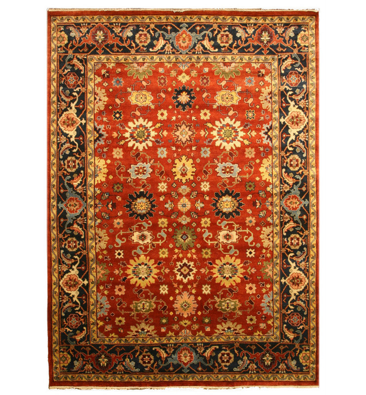 Tapis rouille noué à la main Lahar, Rectangle 9 pi x 12 pi