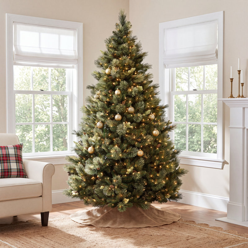 Quentin Flocked Pre-Lit Pine Christmas Tree, 7.5'