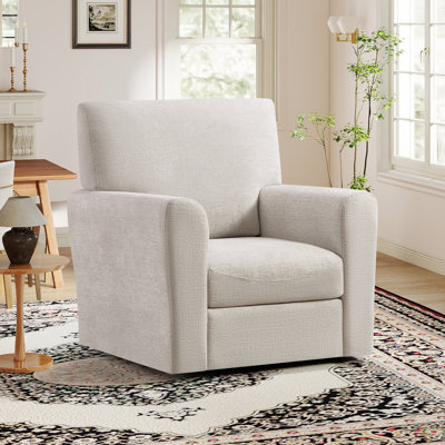 Chaise d'appoint pivotante rembourrée en chenille l 34 po Bralei