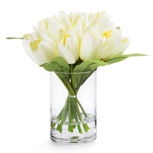 Canora Grey Silk Tulip Arrangement in Vase & Reviews | Wayfair