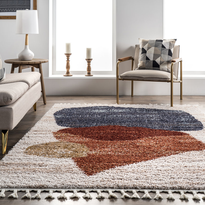 Kassidy Shaggy Contemporary Tassel Area Rug, Rectangle 3' x 5'