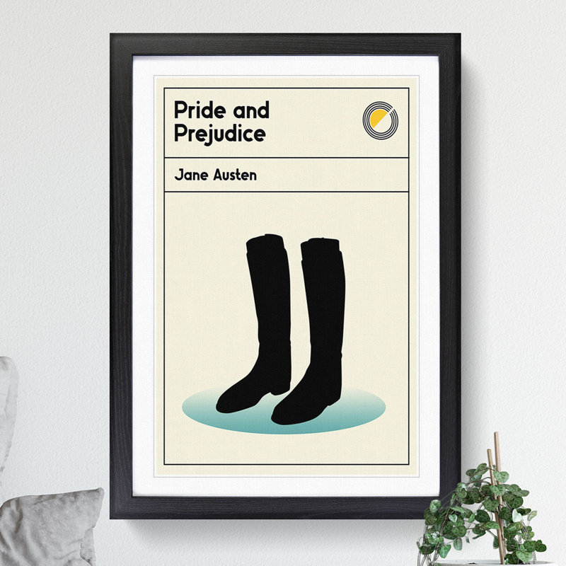 Book Cover Pride and Prejudice Jane Austen - Picture Frame Graphic Art, 36cm H x 27cm W x 2cm D, Black