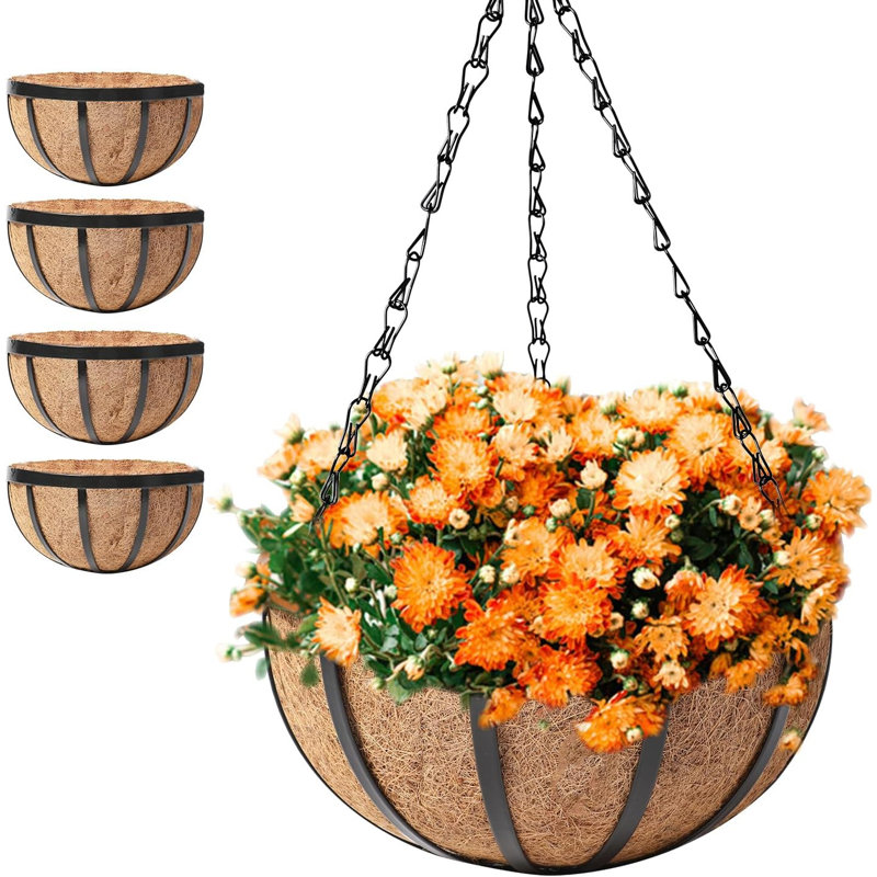Ensemble de pots à fleurs suspendus en métal 4 pièces Shamaila