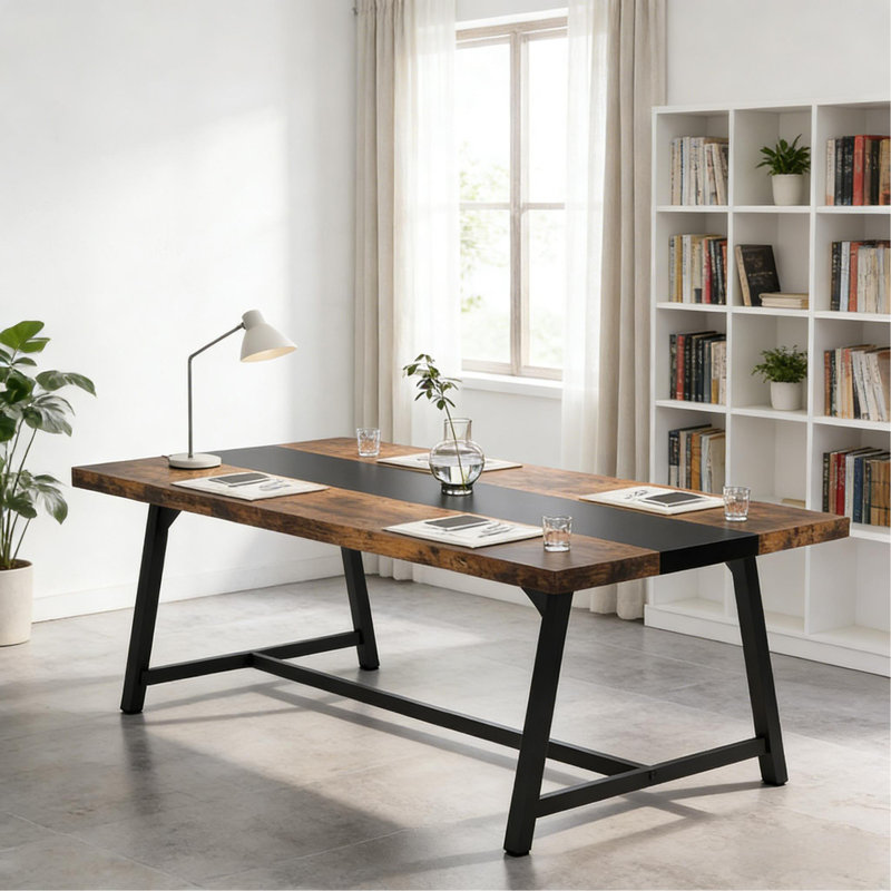Table de réunion de style industriel, bureau d'ordinateur de bureau, table de conférence