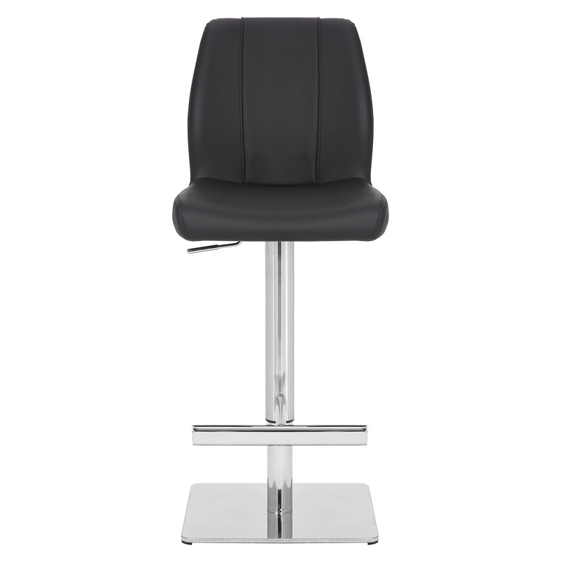 Batista Swivel Upholstered Adjustable Height Counter Stool with Metal Frame, Black