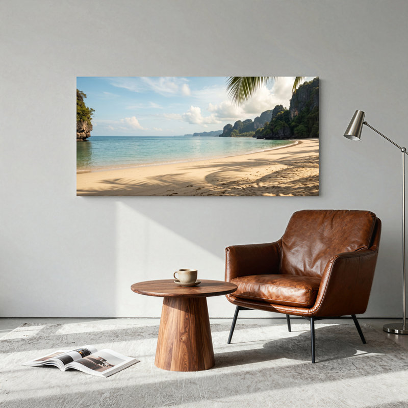 Ensemble de 1 tableau sur toile « Plage tropicale », L 58 po x H 28 po, Toile tendue