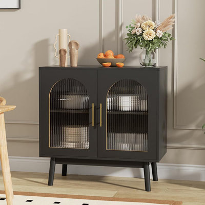 Buffet avec rangement et accessoires de cuisine avec portes vitrées