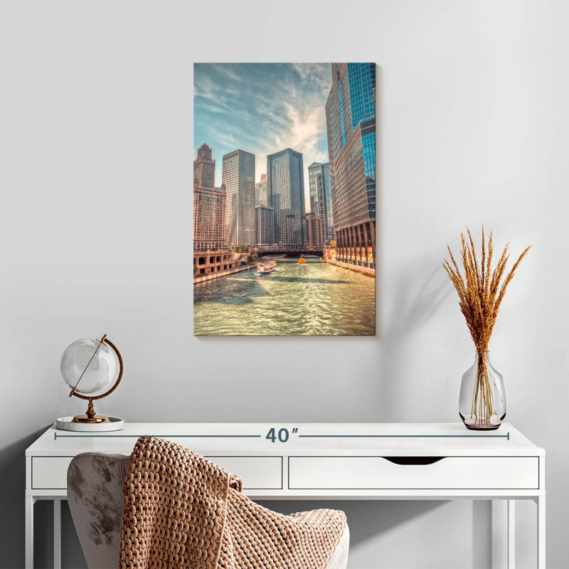 Aime Exploring Chicago River, 24" H x 16" W