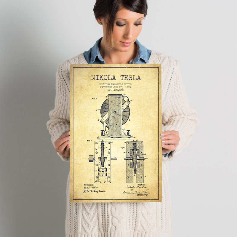 « electro motor rétro », publicité rétro sur toile tendue, H 18 po x l 12 po x P 1,5 po, Pas de tapis, Toile tendue