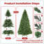 Arbre de Noël artificiel, pin à charnière de qualité supérieure avec 3135 pointes, aiguilles réalistes en PE + PVC, rembourrage facile, support en métal robuste pour la décoration des Fêtes intérieure et extérieure