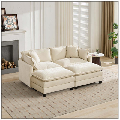 Cloud Sofa Ottoman With Double Layer Upholstered Seat Cushion For Living Room by Red Barrel Studio