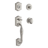 Westcliff Handleset with Single Cylinder Deadbolt and Door Knob and Traditional Round Rosette