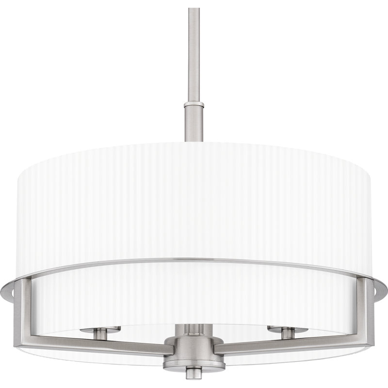 Luminaire suspendu tambour 3 lumières Seymour, Nickel brossé