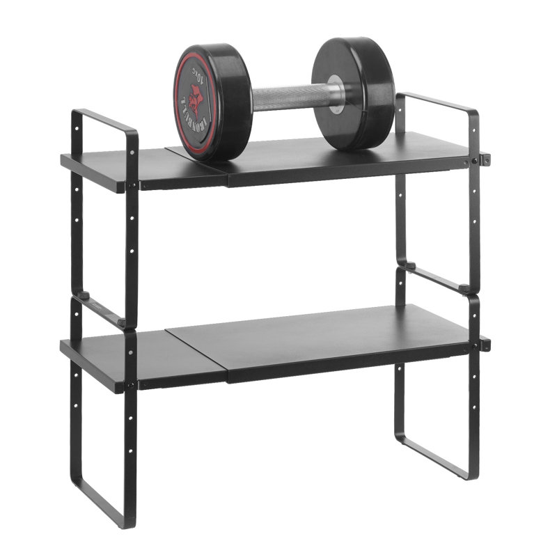 Organisateur de tablette d'armoire de cuisine réglable à 2 niveaux, support de rangement en fer extensible pour garde-manger, salle de bain et bureau, noir