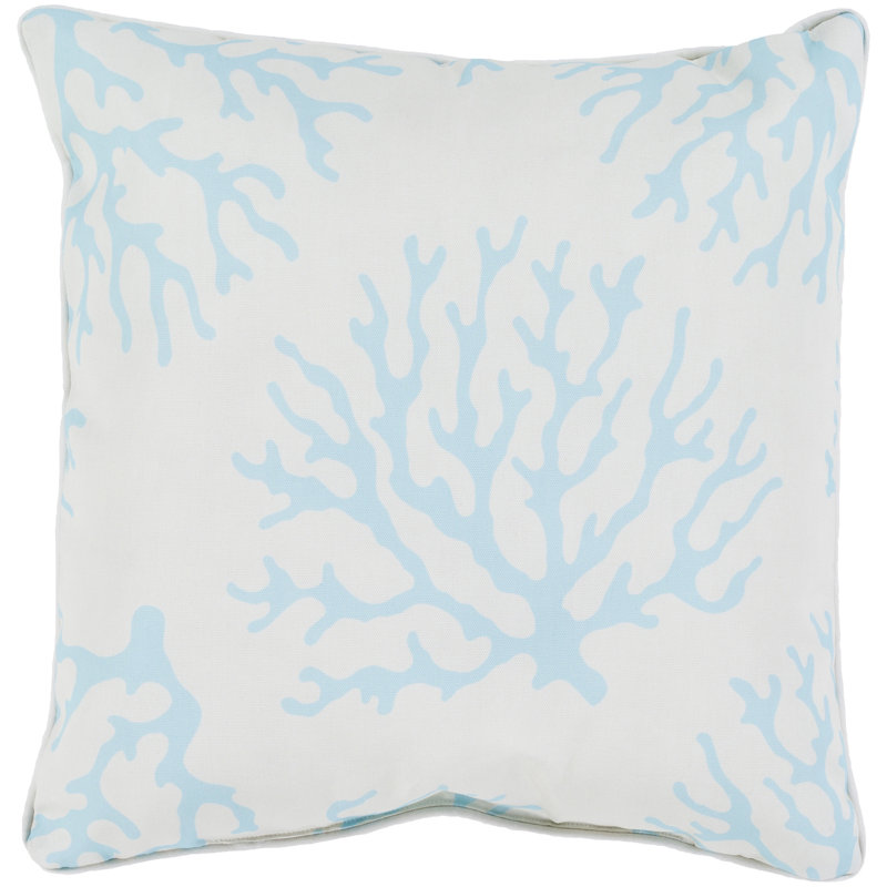 Coral Outdoor Square Pillow Cover & Insert, 20" H x 20" W x 4" D, Teal