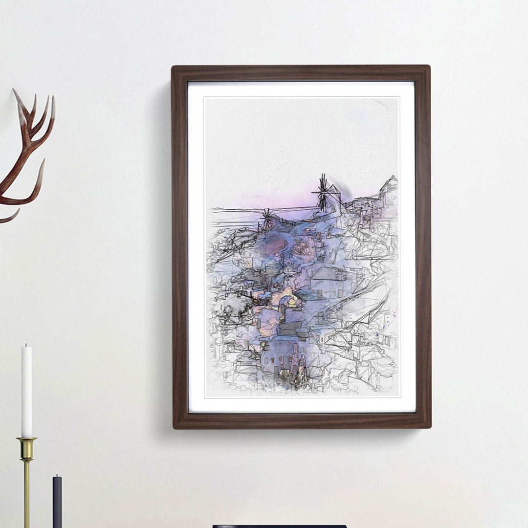 The Oia Santorini Skyline in Greece - Picture Frame Painting Print