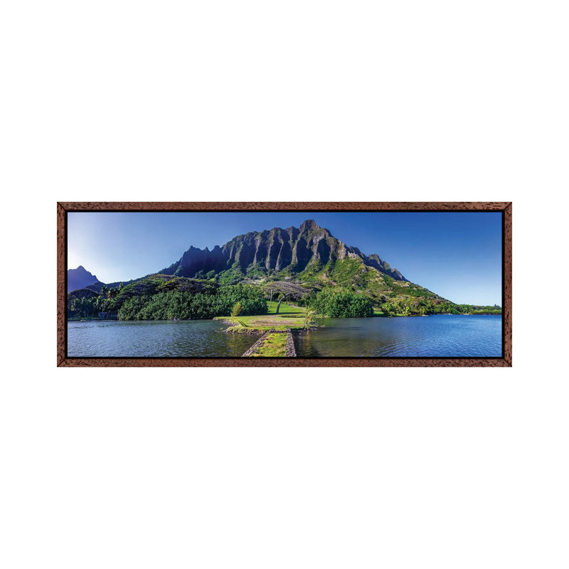 Kualoa Fishpond Pano 1 Piece Panoramic Wall Art on Canvas, 182.88 cm H x 60.96 cm W, Classic Wood Framed