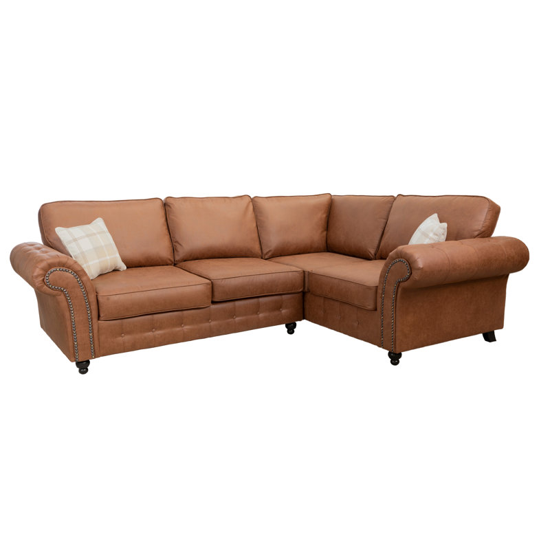 Bodnar 4 Seater Corner Sofa , Brown, Right Hand Facing