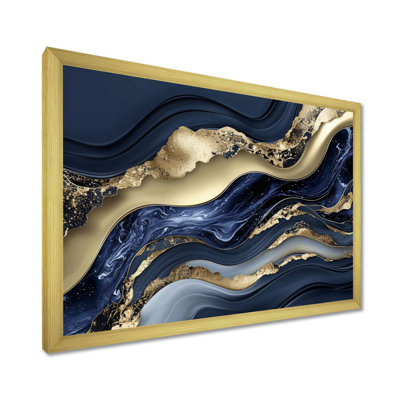 Gold And Blue River Of Marble Chaos II - Abstract Marble Wall Art